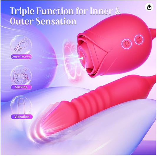 Luxerouse Rose Flower Vibrator for Women, Sucking Masturbator, Massager