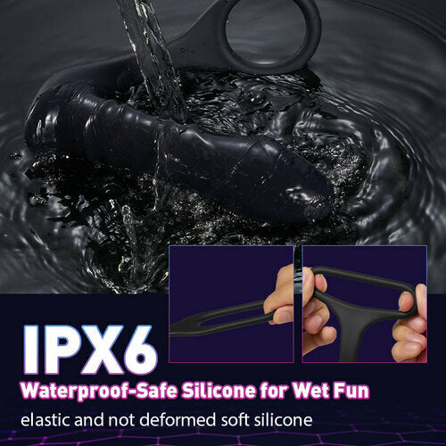 Luxerouse 3 Thrilling Vibration 3 Thrusting Silicone Remote Control Cock Ring Anal Vibrator