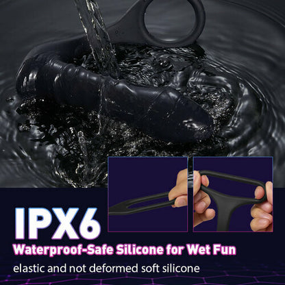 Luxerouse 3 Thrilling Vibration 3 Thrusting Silicone Remote Control Cock Ring Anal Vibrator