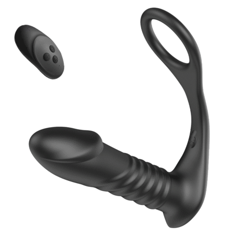 Luxerouse 3 Thrilling Vibration 3 Thrusting Silicone Remote Control Cock Ring Anal Vibrator