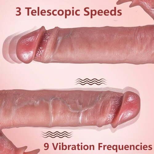 Louxerouse Vibrating Clitoral Stimulation Heating 3 Thrusting & Swinging 9 Vibrating Lifelike Dildo