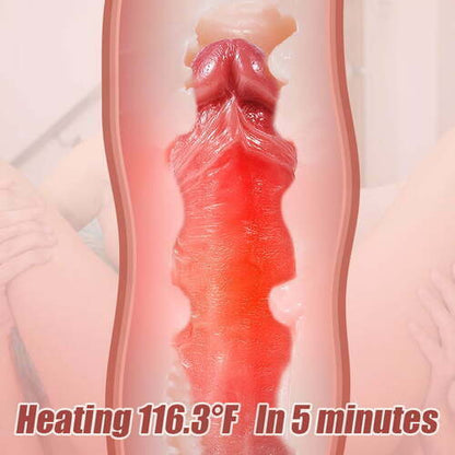 Louxerouse Vibrating Clitoral Stimulation Heating 3 Thrusting & Swinging 9 Vibrating Lifelike Dildo