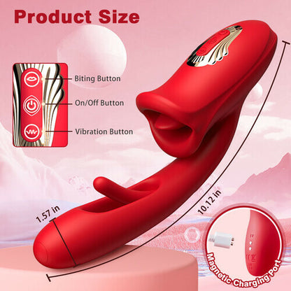 Luxerouse Mouth-Shaped Biting G Spot Soother with 10 Vibration & Flapping