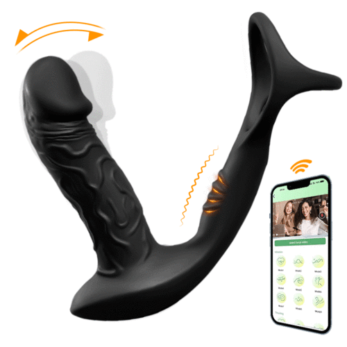 Luxerouse 9 Wiggling & Vibrating App Control Anal Vibrator With Cock Ring