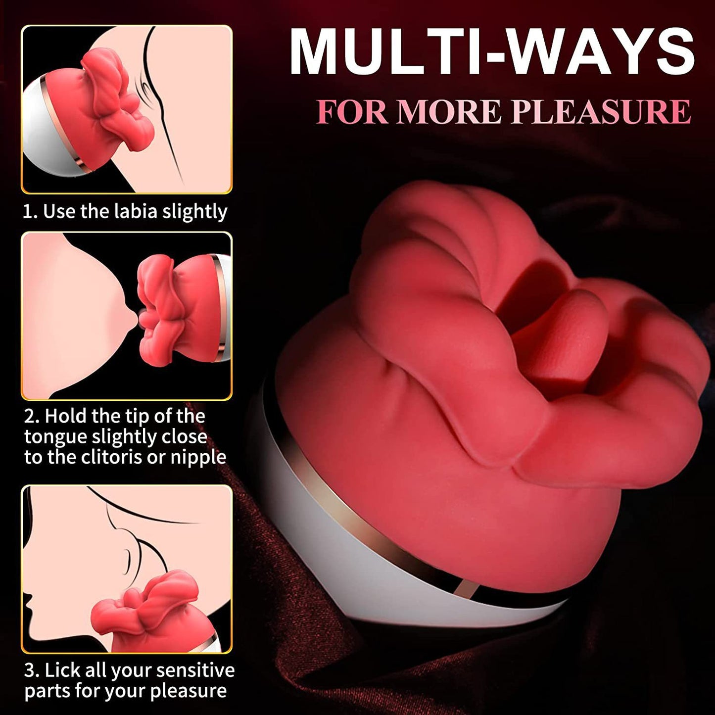 Luxerouse Red Lip Rose Vibrator Masturbator Rotating Sucking Big Mouth